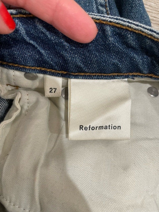 Reformation Straight-Leg Mid-Rise Jeans Celtic Wash Distressed Size 27 - Picture 9 of 11